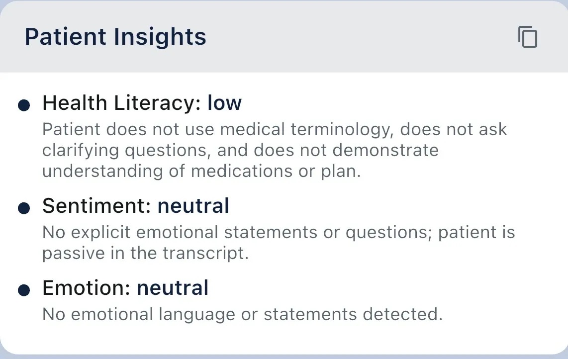 Patient insights summary